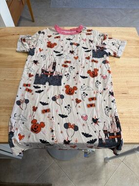 Nora Madison Designs Halloween Castle Graphic Nightshirt with Pink Trim